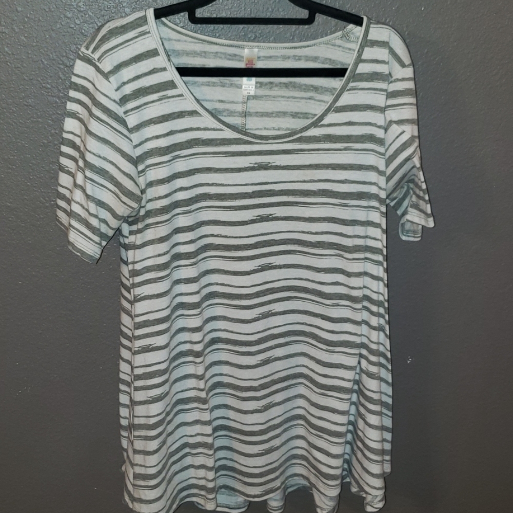 Striped grey lularoe perfect t